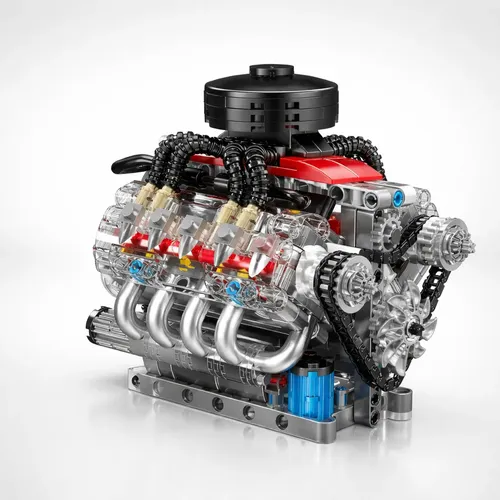 Brastoy Motor V8 487 Peças Blocos De Montar Funcional 14+ 487 Motor - V8