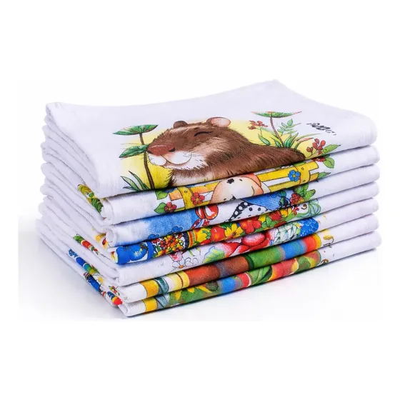 Kit 15 Pano De Prato Premium Estampado Extra Grande 83x43cm