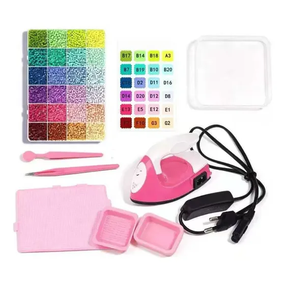 Kit Perler Hama Beads 2,6mm 15.000un 24 Cores Pinça Pegboard