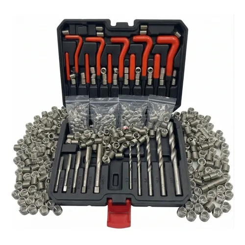 Kit 241un Jogo Abridor De Reparo Rosca Postiça Aço M5 - M12 Vermelho