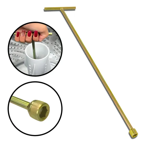 Chave T 10mm Longa 62cm Para Limpeza De Maquina De Lavar Dourado (zincado/amarelo)