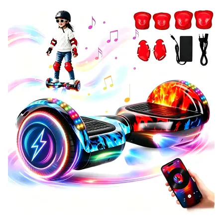 Skate Hoverboard Elétrico Led Light Com Bluetooth E Alça Gelo E Fogo