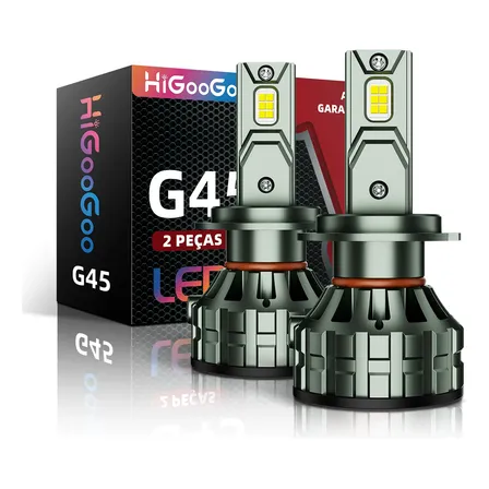 Higoogoo G45 Par Farol Carro Led H4 H1 H7 H11 Hb3 Hb4 H3h27 H7 Branco 6500k