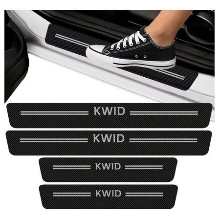 Soleira De Porta Fibra De Carbono Protetora Preto Premium Kwid