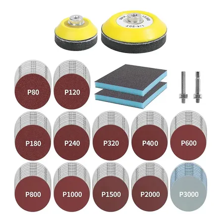 Kit 120 Pcs Discos De Lixa 3 Polegadas Com Almofada Lixeira