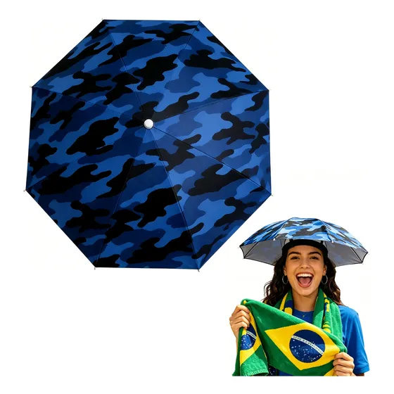 Chapéu Guarda Chuva Cabeça 65/77cm Jardim Praia Trabalho Uv