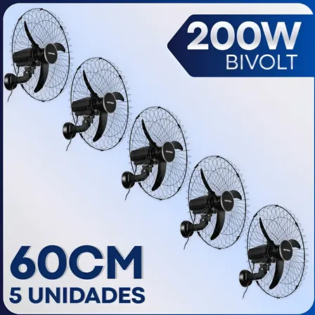 Kit 5 Ventilador De Parede Ventisol 60cm Bivolt 200w Escola