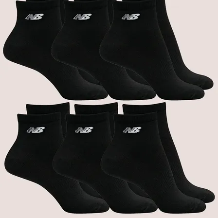 Kit 6 Meias De Algodão New Balance Cano Curto Confortável Preto 39 A 43