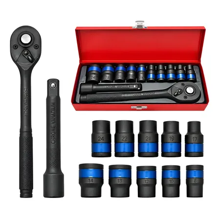 Kit Soquete 1/2 Catraca 8-24mm 12 Peças Com Extensão