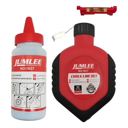 Kit Linha De Marcação Carretel De Giz Profissional Vermelho