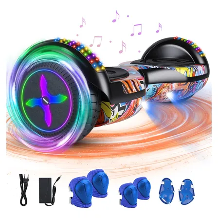 Hoverboard Skate Elétrico Com Led E Bluetooth Alumínio 120kg