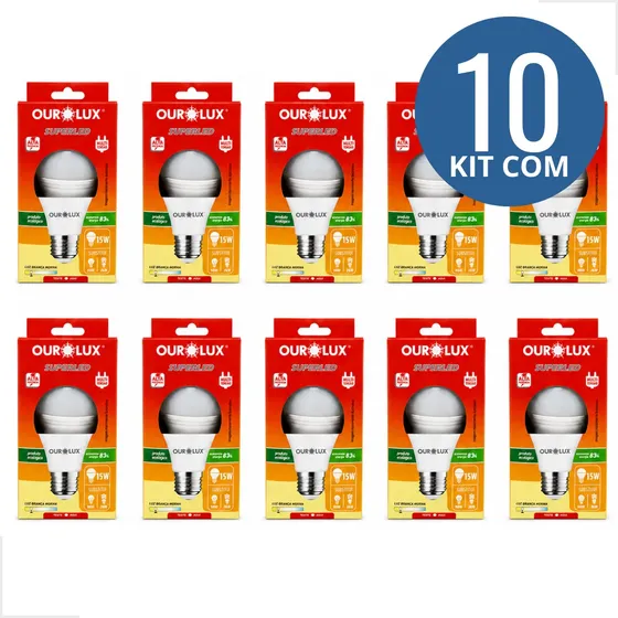 Kit 10 Lâmpada Led 15w Amarela Quente Bulbo 3000k Ourolux