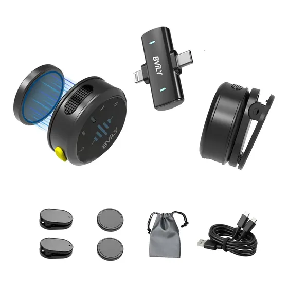 Microfone Lapela Duplo Wireless Antiruído Lightning/typec