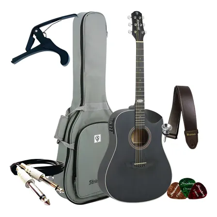 Kit Violão Strinberg Elétrico Sd201hc Half Cutaway Completo Tobbaco Satin Destro Louro Indiano
