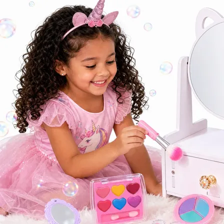 Kit Maquiagem Infantil Espelho Gato Seguro Lavável