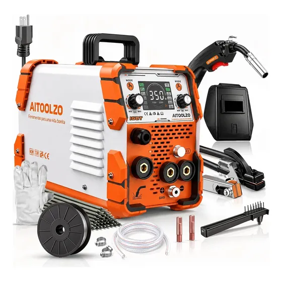 Máquina Solda Sem Gás/gás Mig+mag+tig+mma+soldagem Alumínio Laranja 127/220v