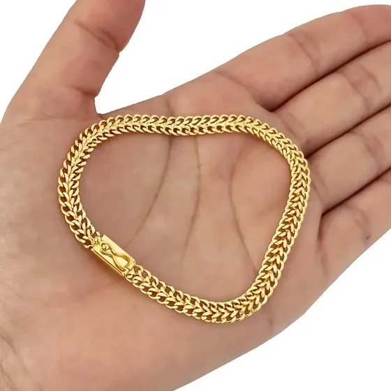 Pulseira Masculina Lacraia Imperador Banhada A Ouro 18k 6mm