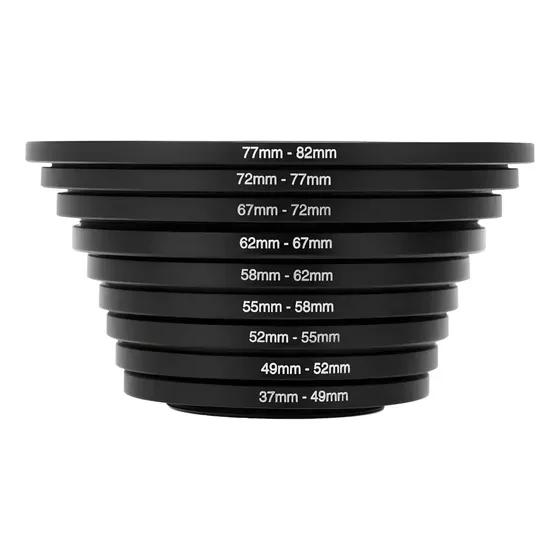 Kit 8 Anel Adaptador Step Up Filtro Lente 49mm-82mm