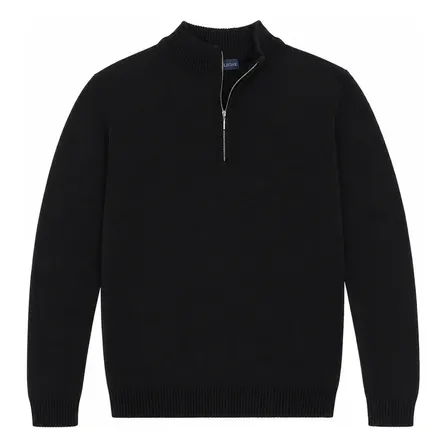 Sueter Masculino Tricot Quarter Ziper Cotton Leve Elegante Preto M
