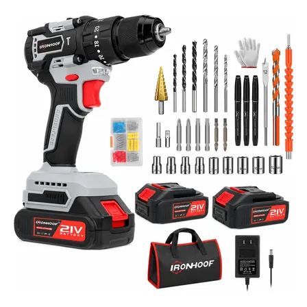 Furadeira Elétrica Brushless Sem Fio 120nm 21v 2 Bateria Cinza 110/127/220v 60hz