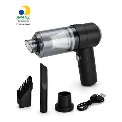 Aspirador De Pó Portátil Sem Fio 3 Em 1 Usb Filtro Lavável Preto 127/220v