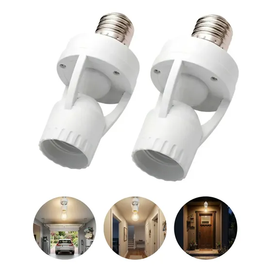 Kit 2 Sensor Presença Movimento Iluminação Soquete Bivolt Branco