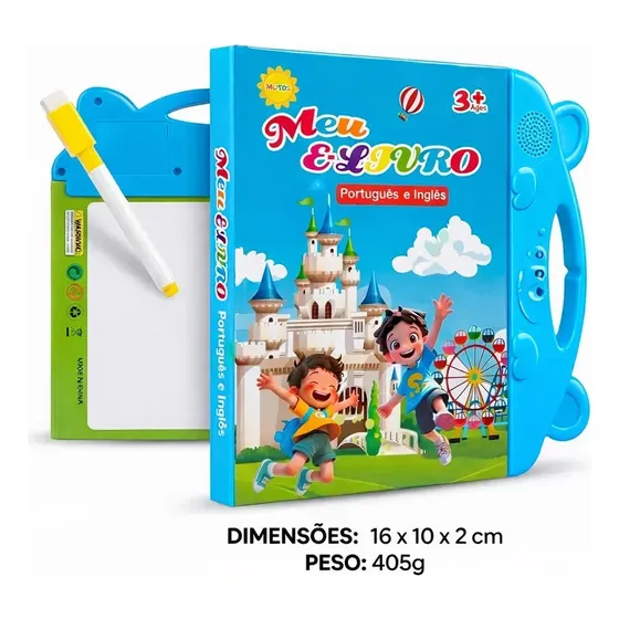 Livro Interativo Bilingue Pt/en Com Som E Toque Para Criança