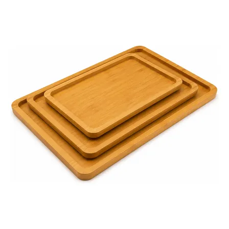 Kit 3 Bandejas Mdf Para Servir Churrasco E Petiscos Marrom-claro
