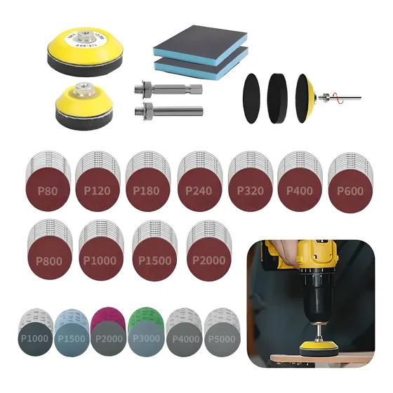 Kit 170 Pcs Lixa Velcro 3 Polegadas Discos Para Furadeira