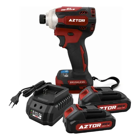 Parafusadeira De Impacto 20v 2 Baterias Aztor Azp720 Bivolt Vermelho 20v
