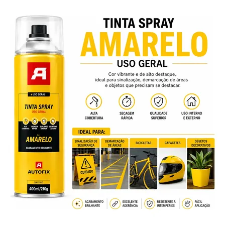 Kit 2 Tintas Spray Amarelo Sinalização Bike Capacete