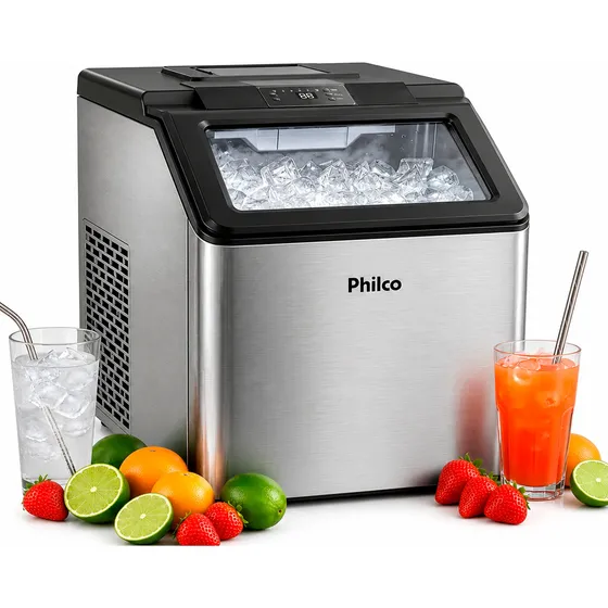 Máquina De Gelo Turbo Ice Premium Profissional 35kg Philco 220v Cinza