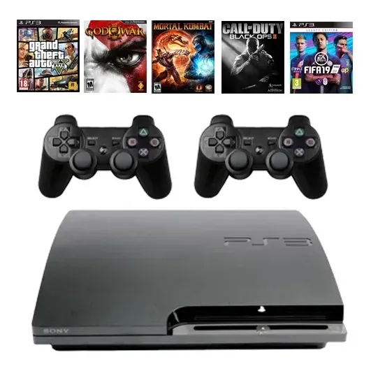 Ps3 Playstation 3 + 49 Jogos + 2 Controles + Nf-e E Garantia
