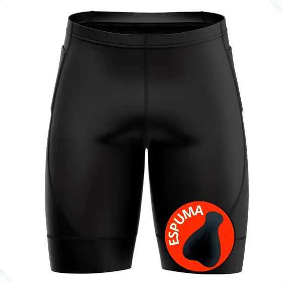 Bermuda Ciclismo Masculina Spinning Bolso Lateral Preta Bike