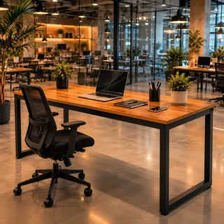 Mesa Industrial Corporativa 150cm Para Escritório Moderno Madeira