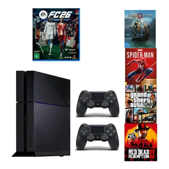 Playstation 4 Ps4 Bp 500g Dois Controles + Jogo Fifa/ Fc26