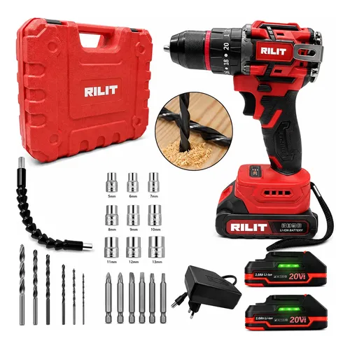 Furadeira Parafusadeira De Impacto Bateria Brushless Sem Fio Vermelho 60hz