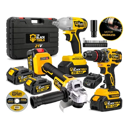 Kit Ferramentas A Bateria 3 Em 1 Brushless The Black Tools