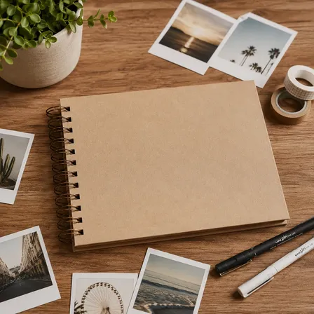 Scrapbook Álbum De Fotos Médio A5 Kraft Capa Dura 50 Páginas Kraft Scrapbook Kraft Dia Dos Namorados