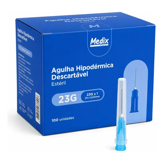 Agulha Hipodérmica Descartável 25x0,60mm - Medix Cx/100 Un