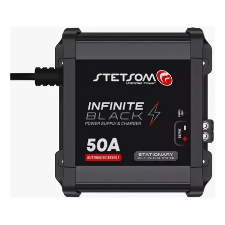 Fonte Carregador Stetsom Infinite 50a Amperes Som Automotivo Para Caixa Bob Som Carro Paredão 12v Bivolt Carregador... Preto