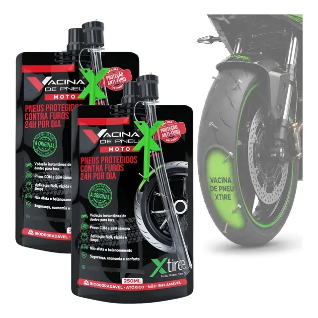 Kit 2 Vacina De Pneu Moto Xtire Selante Preventivo Veda Furo