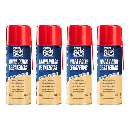 Kit 4 Limpa Polos De Bateria Spray Car80