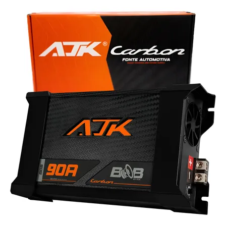 Fonte Bivolt Carregador Automotivo Ajk Bob Carbon 90a Preto Preto