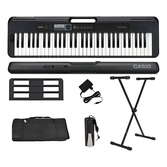 Teclado Casio Ct-s300 61 Teclas Preto Suporte + Capa + Pedal