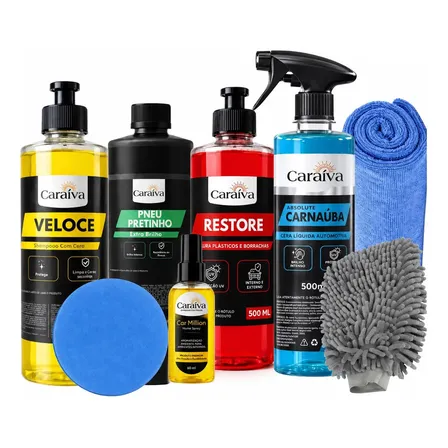 Kit Para Lavar Carro Cera Pretinho Silicone Cheirinho Pano