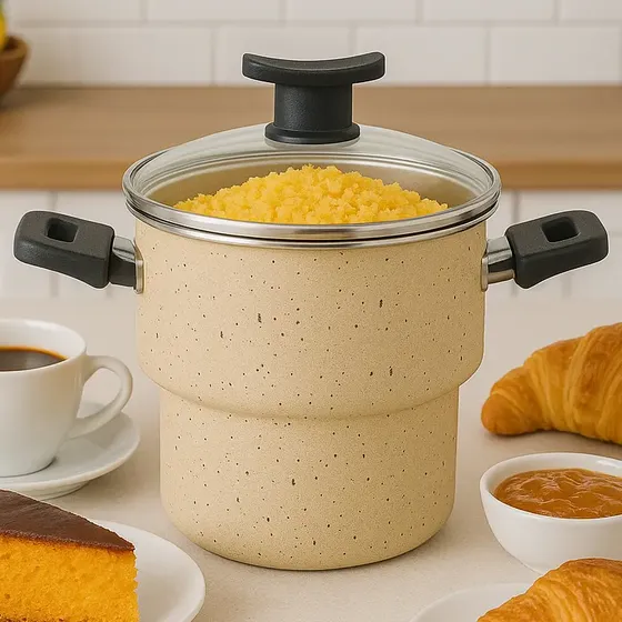 Panela Cuscuzeira Granito Receitas Com Tampa De Vidro