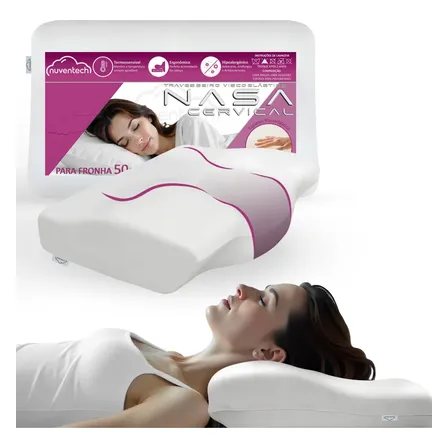 Travesseiro Nasa Viscoelástico Cervical Anatomico Ortopédico Branco