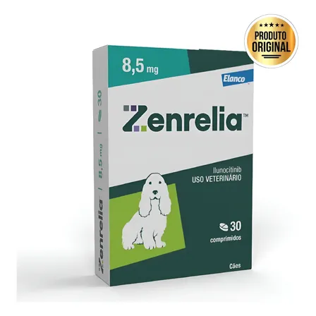 Zenrelia 8,5mg Anti-coceira Dermatite Cães Elanco Cx 30comp Verde-escuro