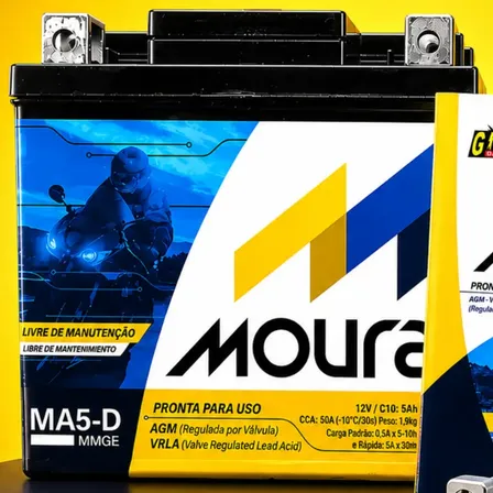 Bateria Moto Cg Titan Fan Biz Bros 125 150 160 5ah 12v Moura Direito